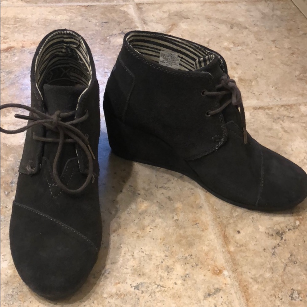 Charcoal grey toms wedges
